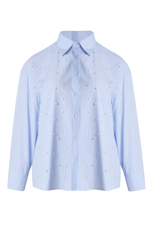 Pearl Detail Striped Shirt 8604.3019