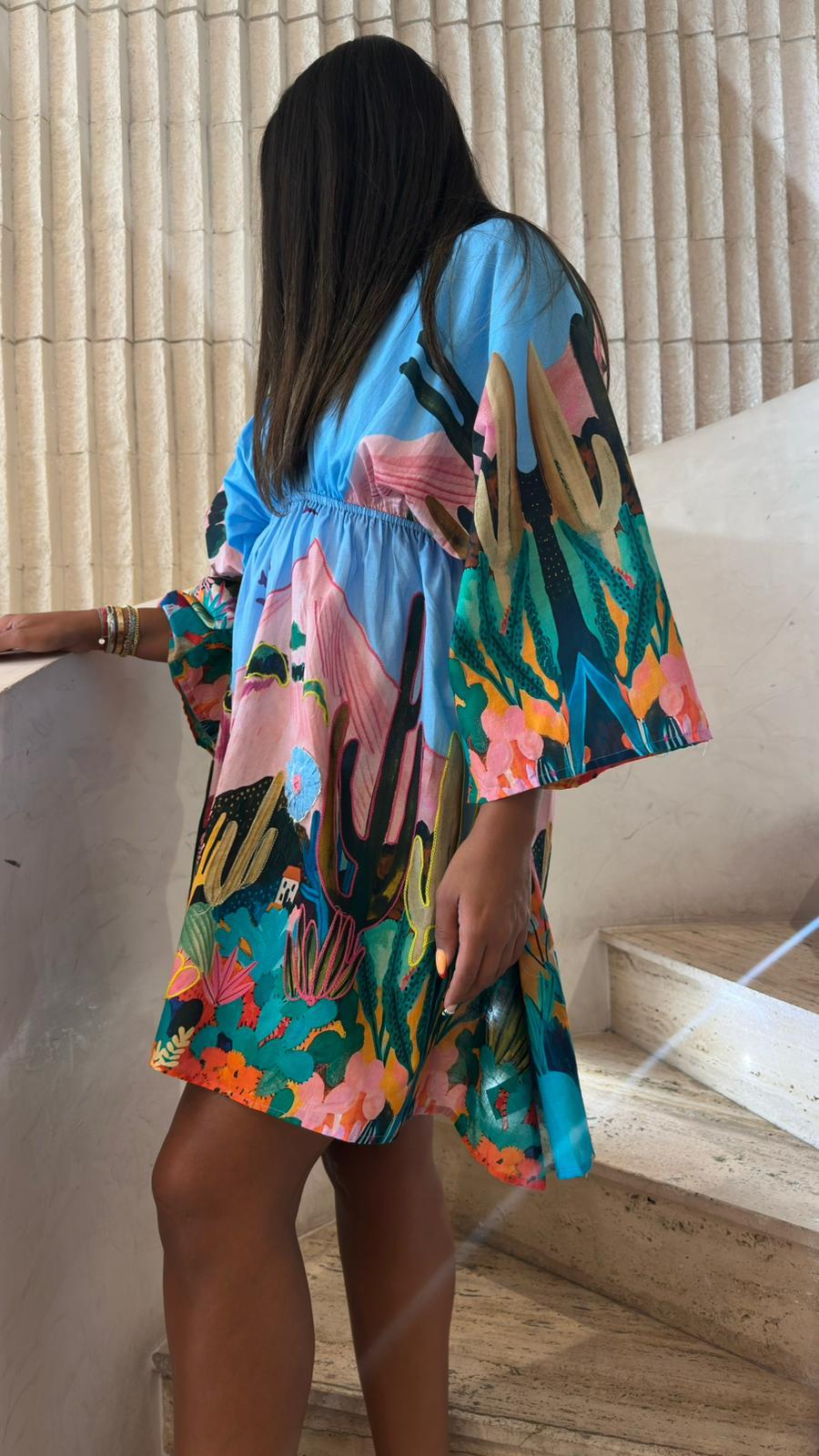 Pize Landscape Printed Mini Dress
