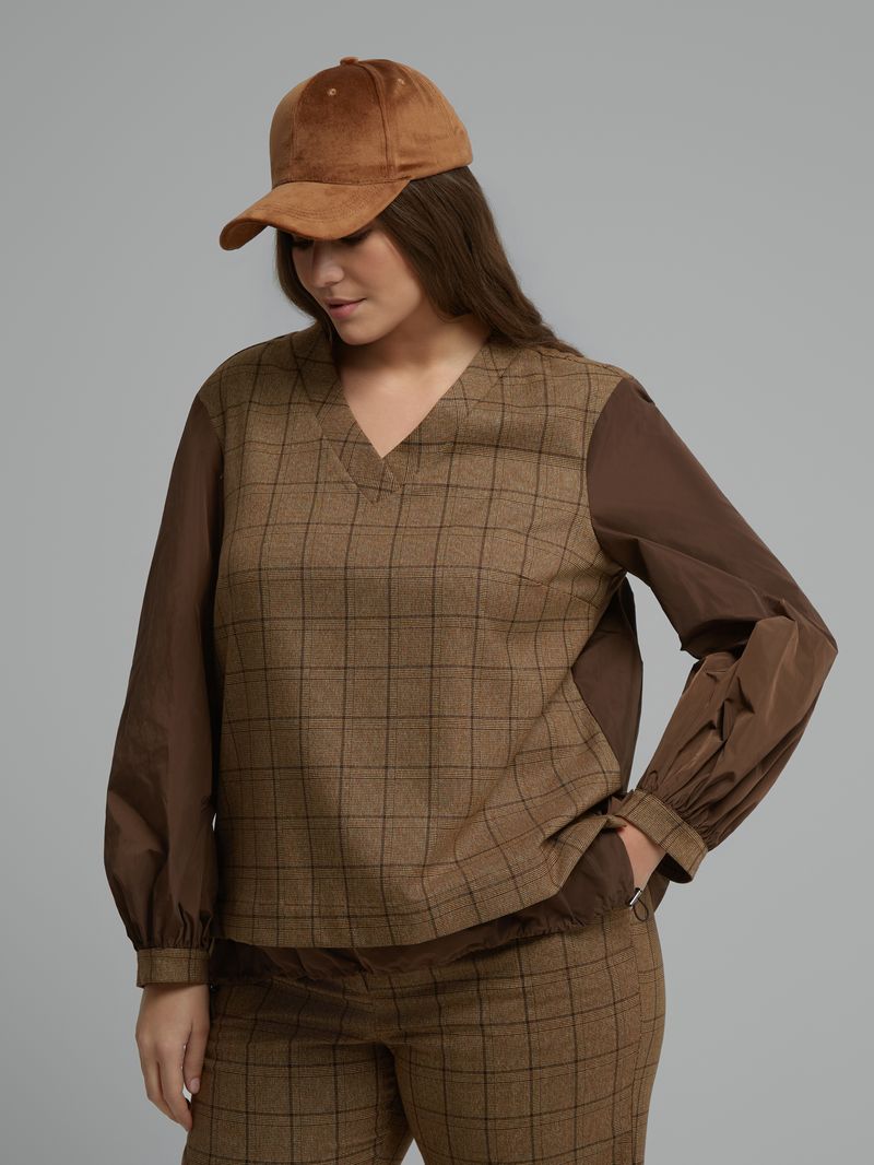 Checked Knit Top &amp; Wide-Leg Trouser 8601.1016/2037