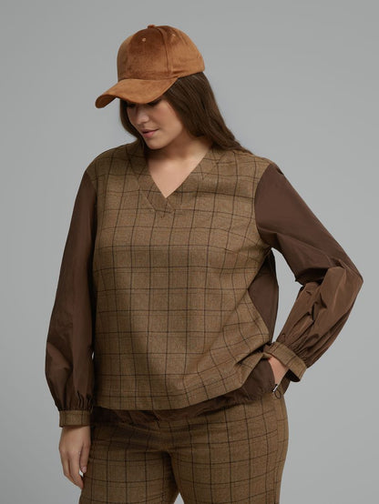 Checked Knit Top &amp; Wide-Leg Trouser 8601.1016/2037