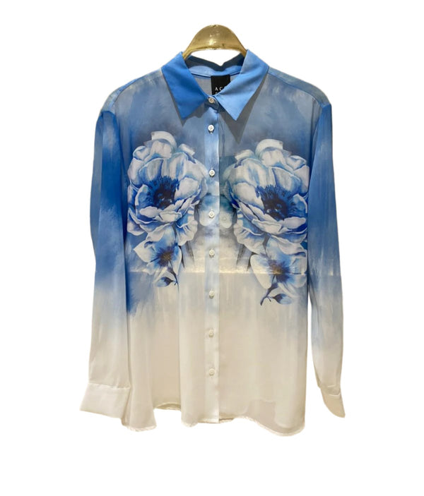 43-7010 (Floral Semi Transparent Shirt) قميص زهري شبه شفاف