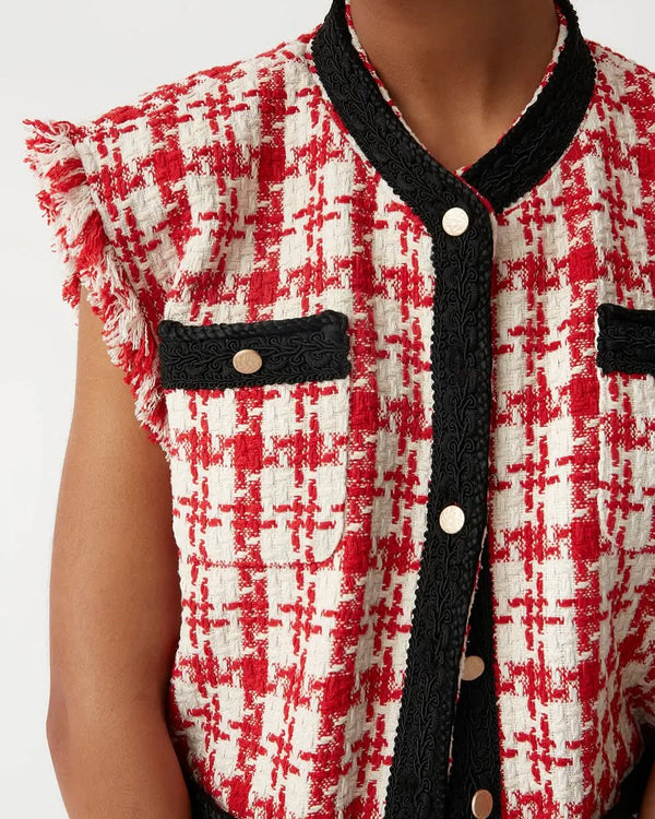 Chanelle سترة تويد بنقشة هاوندستوث