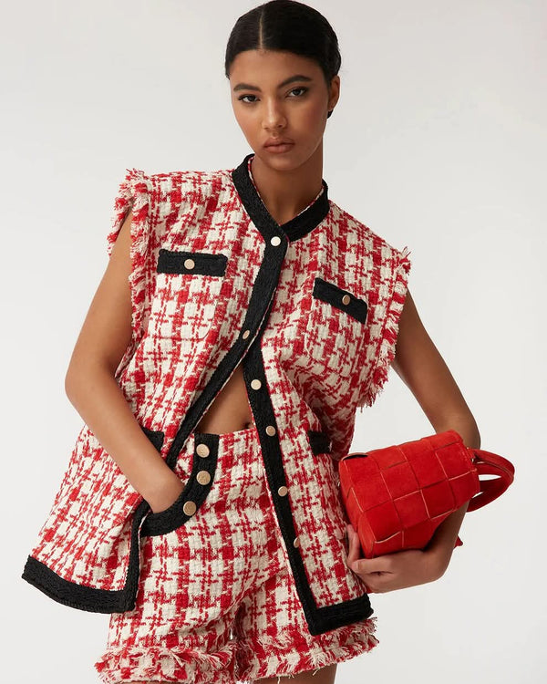 Chanelle سترة تويد بنقشة هاوندستوث