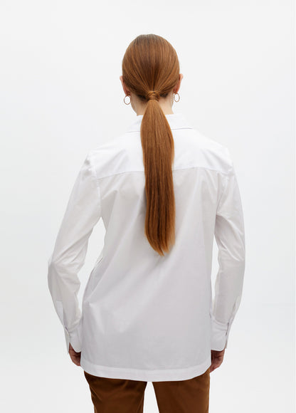 2515025 Buttoned Classic Collared Oversized Poplin Shirt - Brown Loft