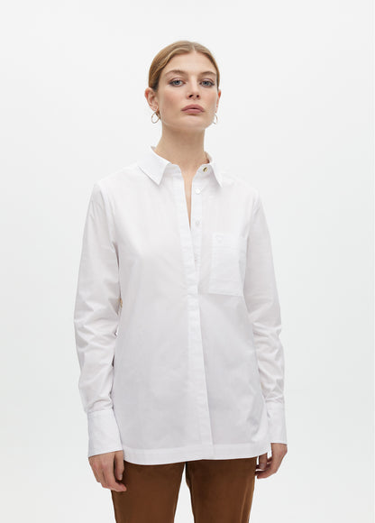 2515025 Buttoned Classic Collared Oversized Poplin Shirt - Brown Loft