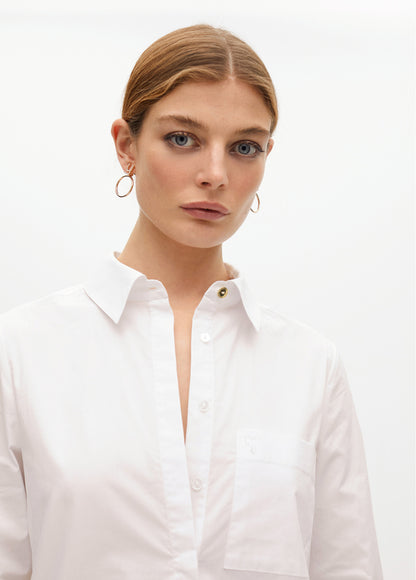 2515025 Buttoned Classic Collared Oversized Poplin Shirt - Brown Loft
