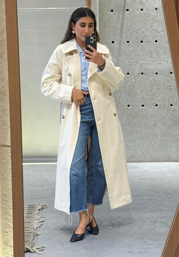 Lapel Belted Trench Coat طية صدر السترة مربوط معطفا