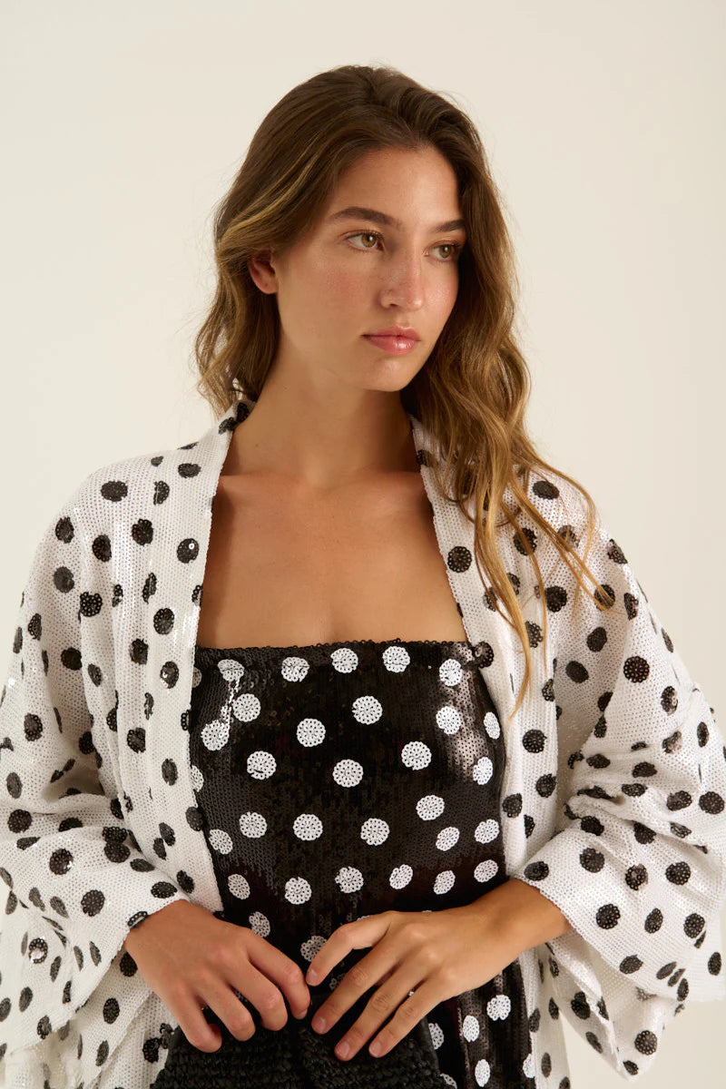 Lunar Polka Dots Sequins Cardigan كارديجان منقط ومزين بالترتر