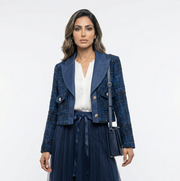 08528 Cropped Tweed Jacket سترة تويد قصيرة