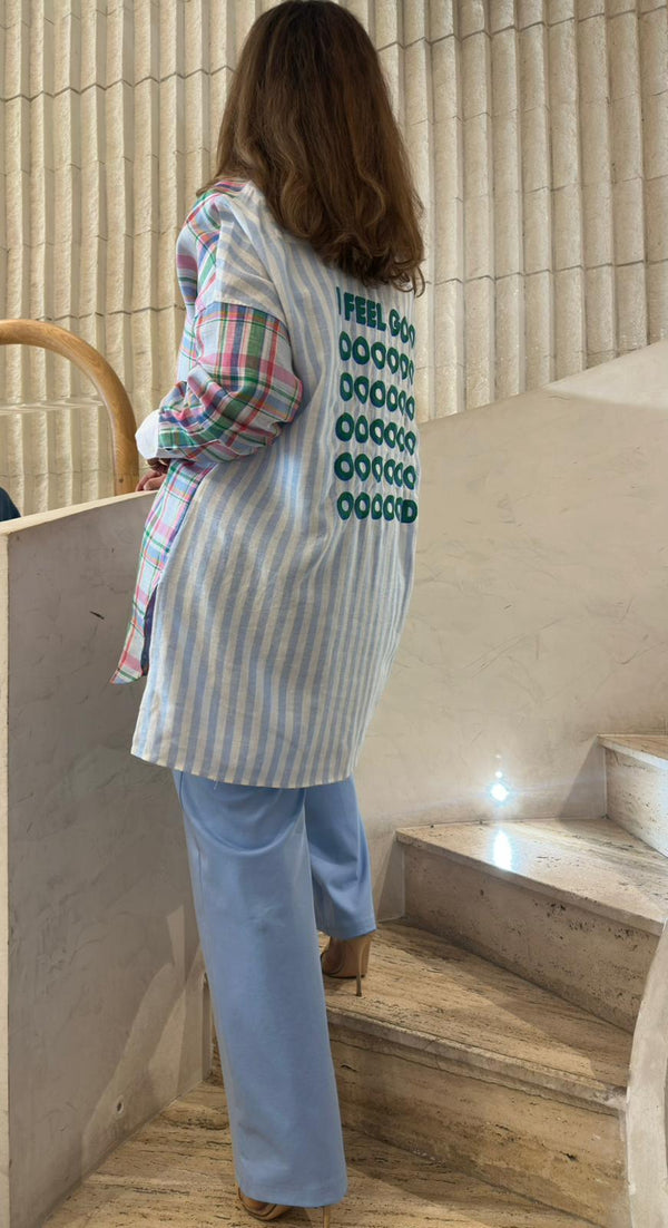 33365 Multicolor Checkered Oversized Shirt