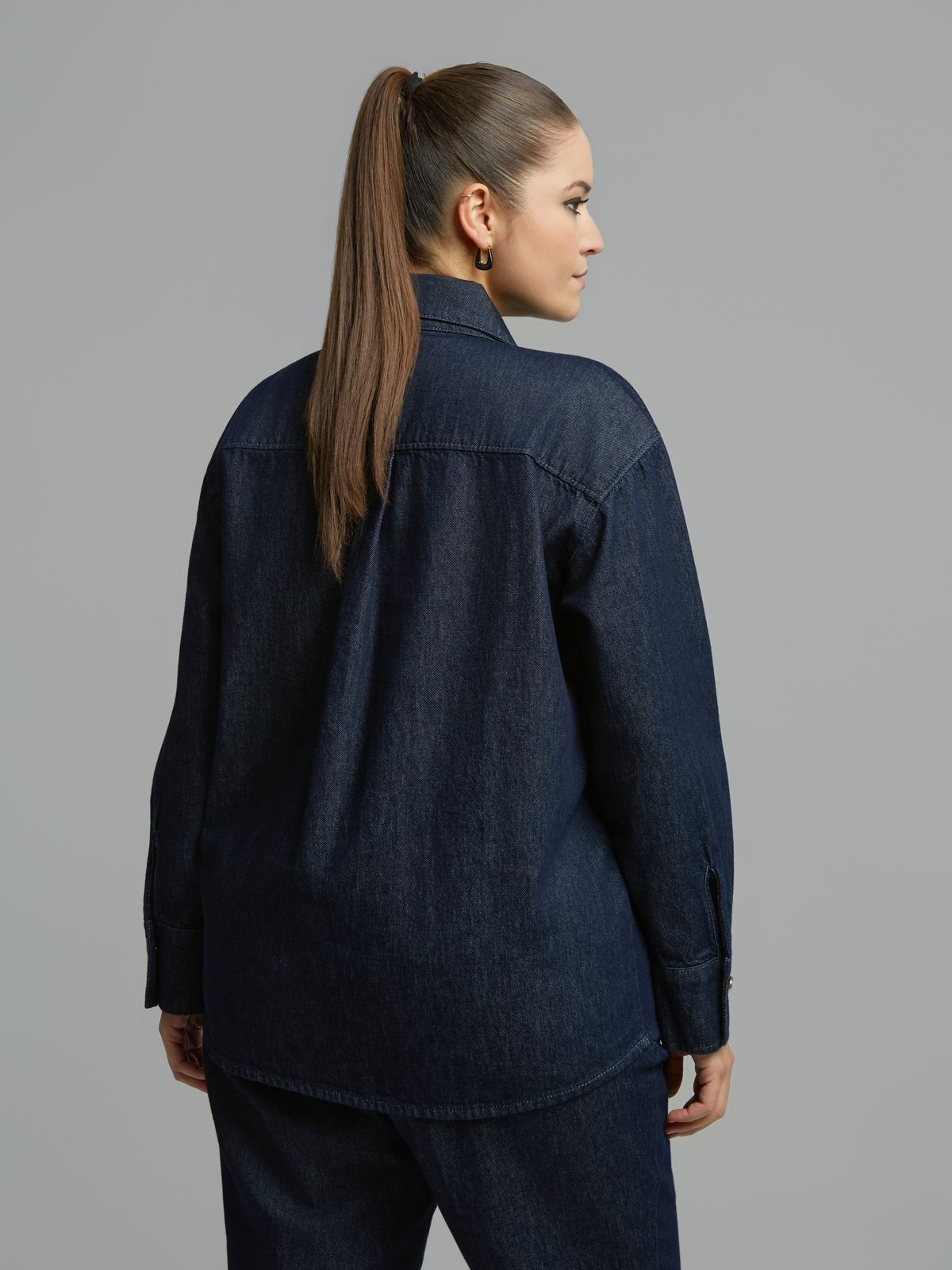 Strass Embellished Collar Denim Shirt 8641.3003