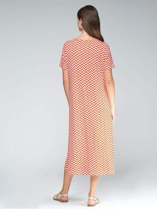 Geometric Print Long Dress - 32284