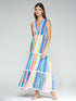 32378 Colorful Striped Sleeveless Long Dress - Brown Loft