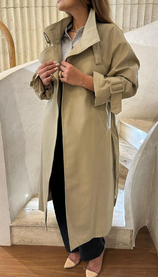 COBCC6002 (Overlay Mid Length Trench Coat) تراكب معطف خندق متوسط الطول