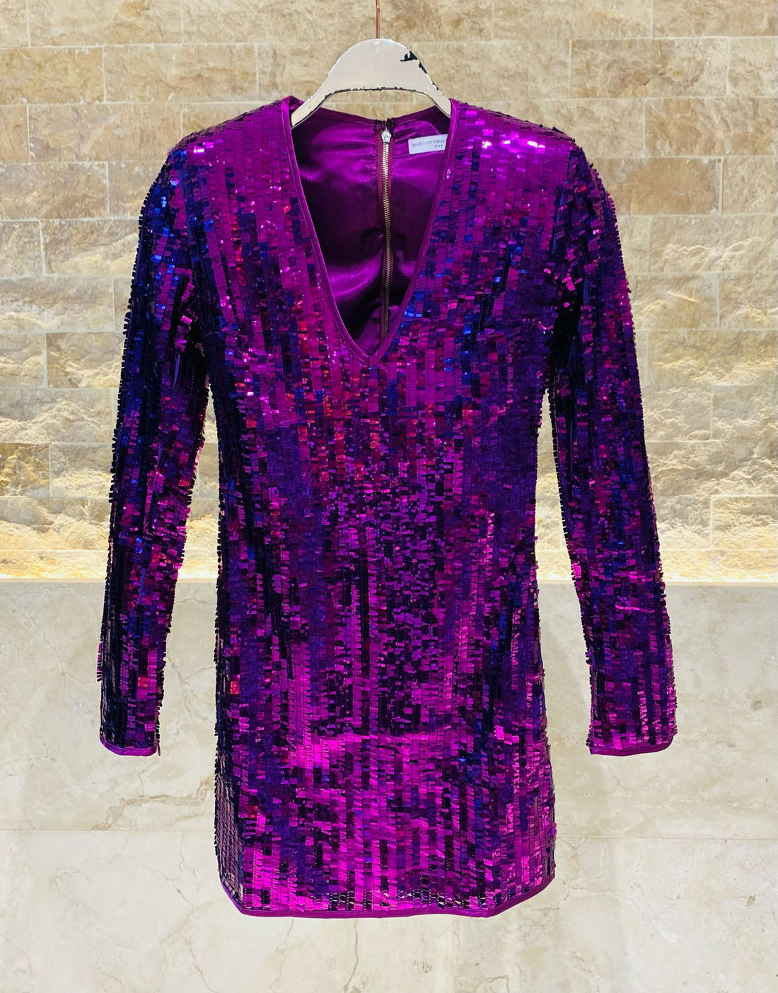 E3AB156 Vibrant Purple Sequins Mini Dress