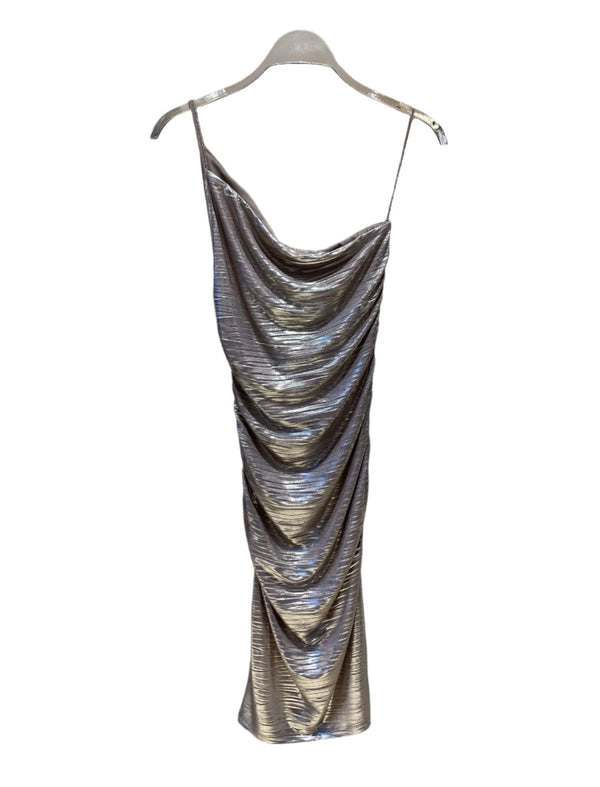 43-3418 (One Shoulder Metallic Dress) فستان معدني بكتف واحد