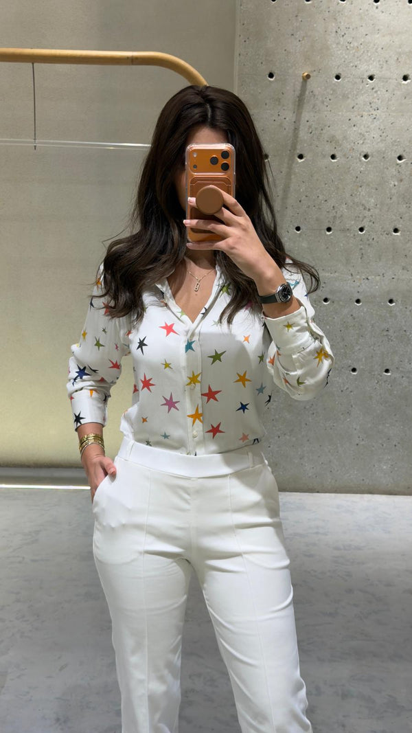 33493 Star Print Viscose Shirt قميص فيسكوز مطبوع عليه نجوم