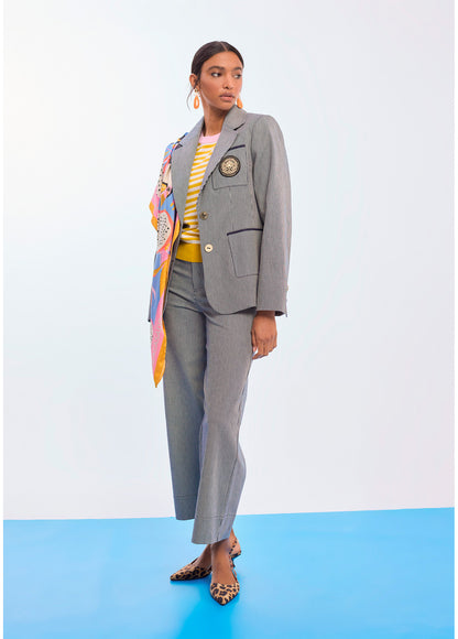 LS2602036/4016 Pinstripe Jacket and Pants سترة وبنطال مخطط - Brown Loft
