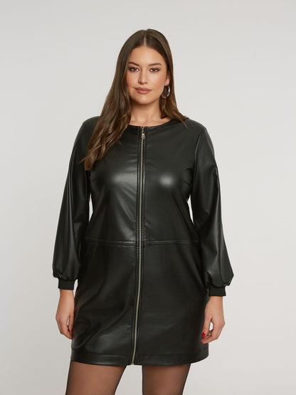 8401.7036 Faux Leather Mini Dress - Brown Loft