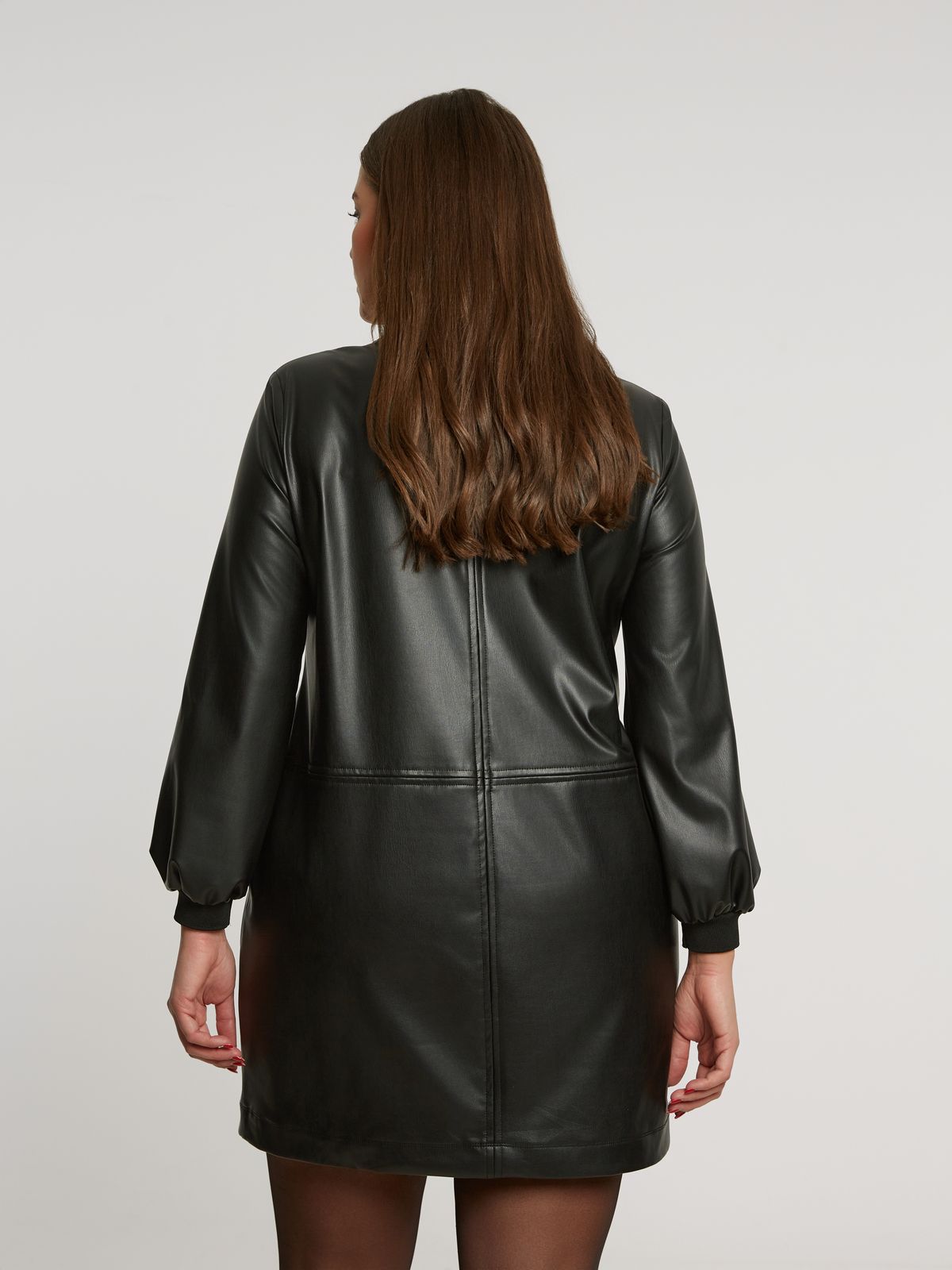 8401.7036 Faux Leather Mini Dress - Brown Loft