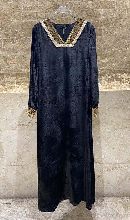 Velvet Fringe Kaftan - Brown Loft