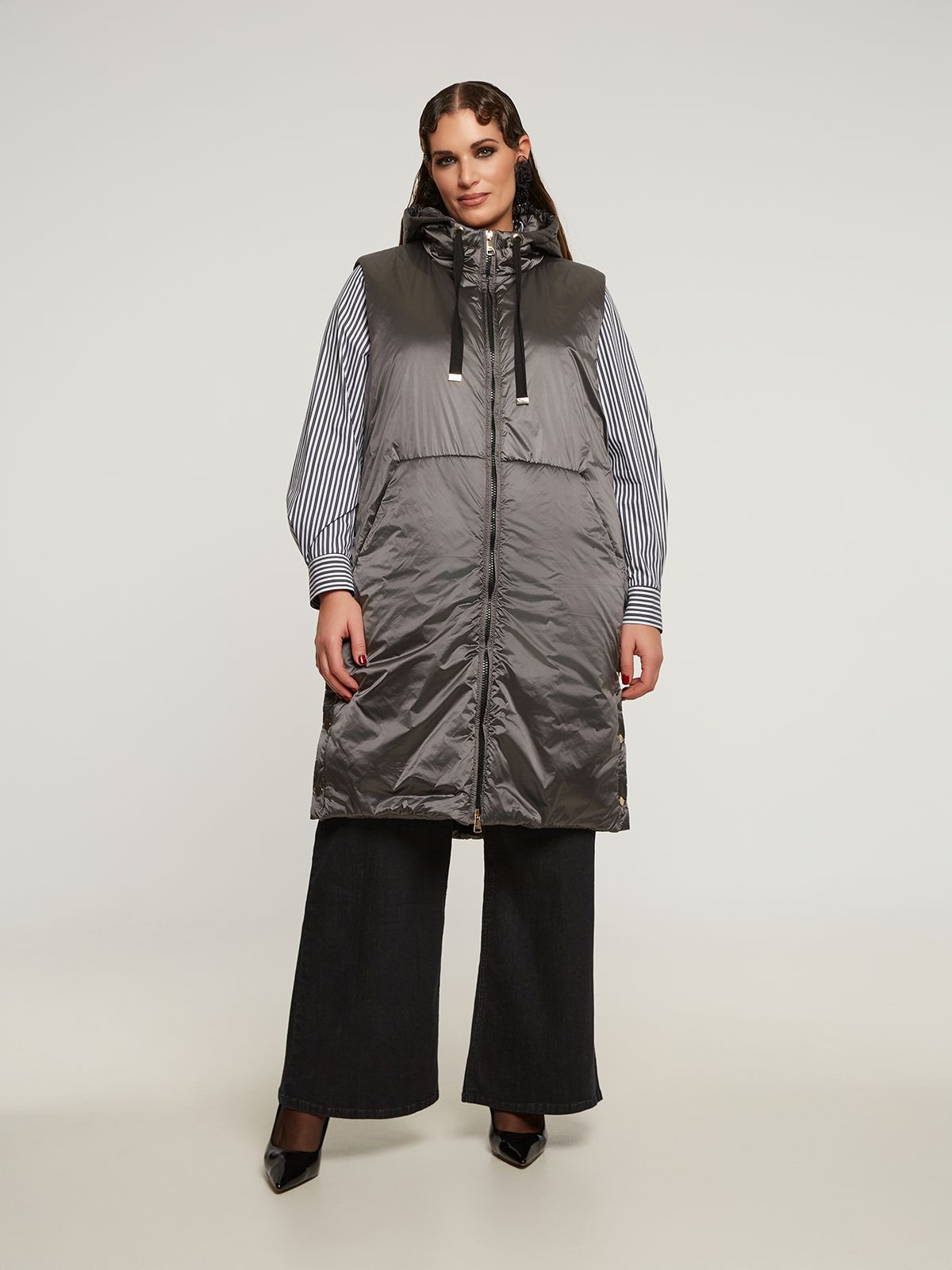 0004.3504 Puffer Metallic Sleeveless Jacket - Brown Loft