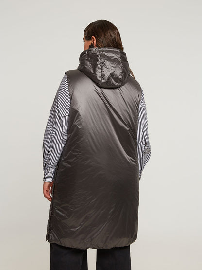 0004.3504 Puffer Metallic Sleeveless Jacket - Brown Loft