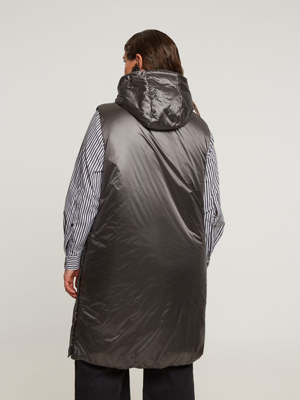 0004.3504 Puffer Metallic Sleeveless Jacket سترة معدنية منفوخة بدون أكمام
