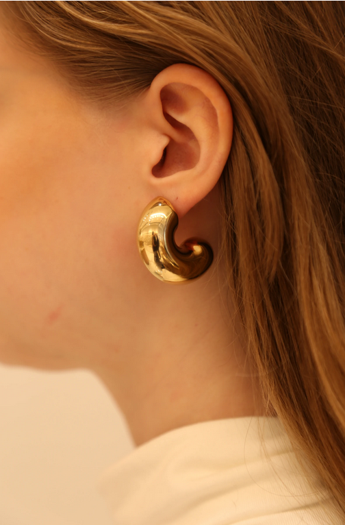 B021270393 Half Chunky Hoops Earrings - Brown Loft