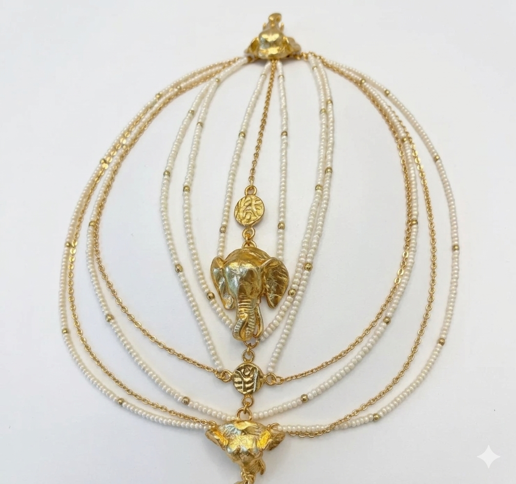 MOD 74 Pearl and Chain Hair Accessories إكسسوارات شعر من اللؤلؤ والسلسلة - Brown Loft