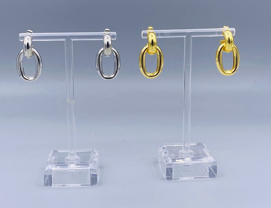 Hoop and Oval Link Earrings - NF1064E-3