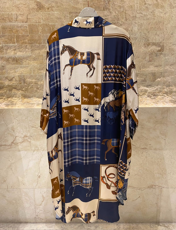 KD6120VS-30 Horse Print Satin Dress فستان ساتان بطبعة حصان