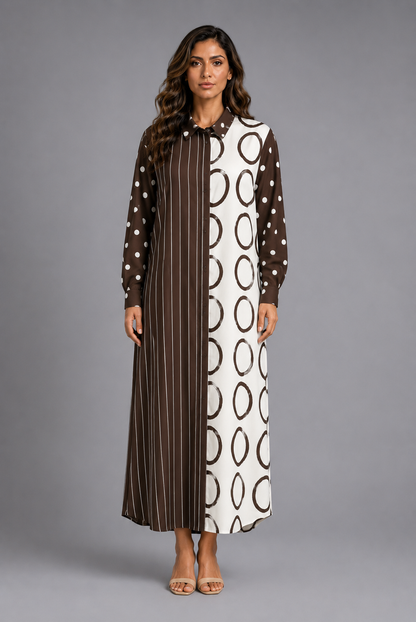 TDM77925 Mixed Print Midi Dress