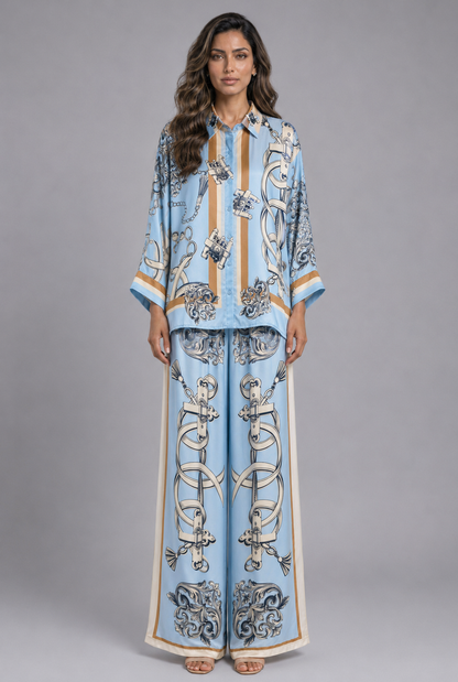 Baroque Print Satin Co-ord Set KD88015/9099VS-10