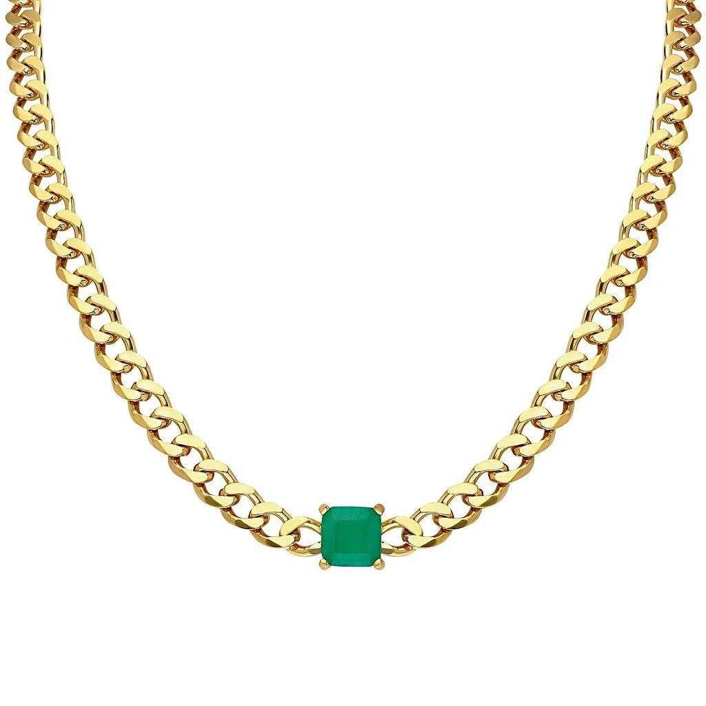 Curb Link Emerald Choker - Brown Loft
