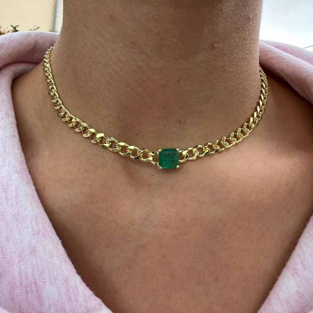Curb Link Emerald Choker - Brown Loft