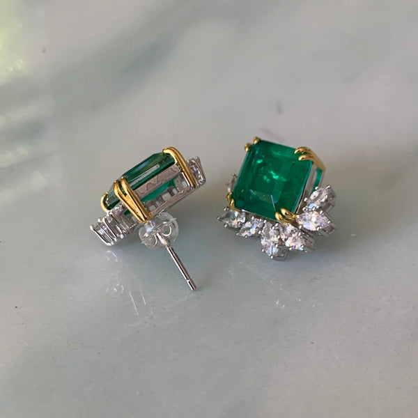 Emerald with Marquiz Cz Diamond  Earrings الزمرد مع أقراط ماركيز تشيكوسلوفاكيا الماس