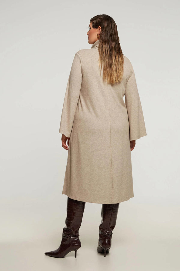 8401.7032 Cowl Neckline A Line Rib Dress فستان مضلع بفتحة رقبة على شكل حرف A