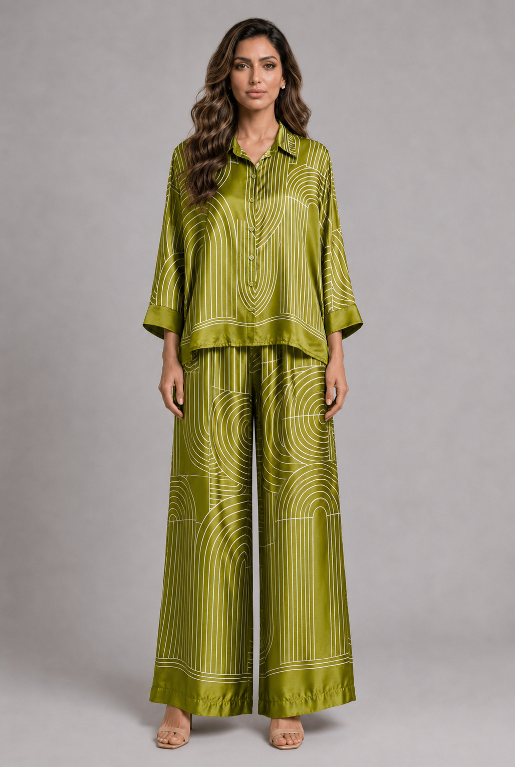 Geometric Satin Co-ord Set KD9712/7789VS-29