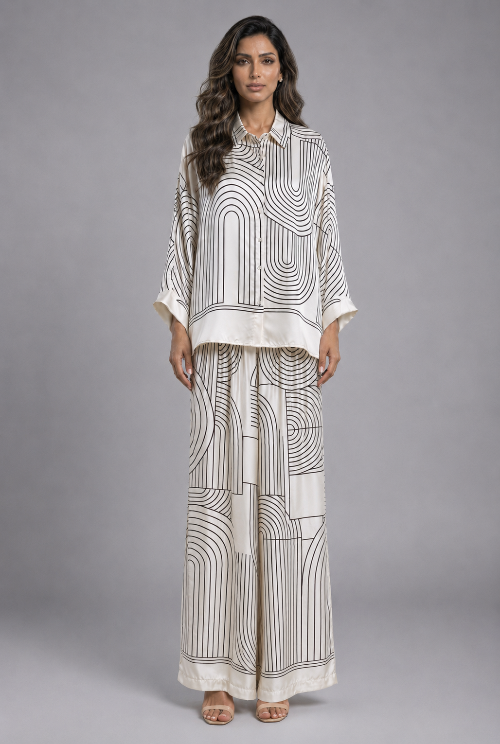 Geometric Satin Co-ord Set KD9712/7789VS-29