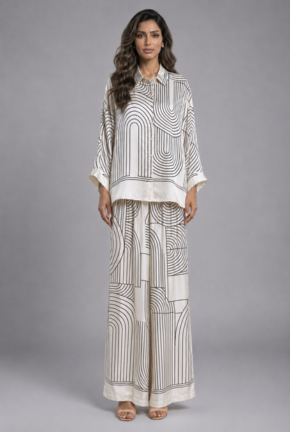 Geometric Satin Co-ord Set KD9712/7789VS-29