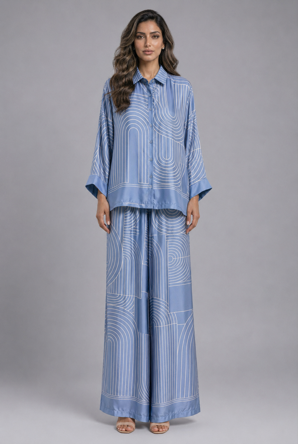 Geometric Satin Co-ord Set KD9712/7789VS-29