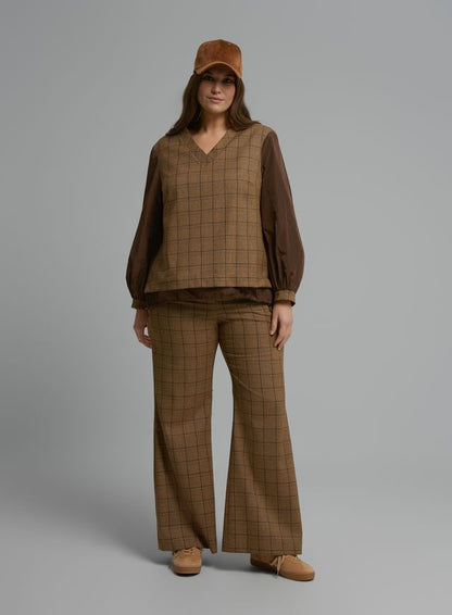 Checked Knit Top &amp; Wide-Leg Trouser 8601.1016/2037