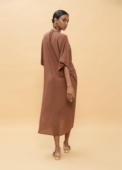 LS2616010 Linen Midi Dress - Brown Loft