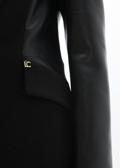 LF2602012 Faux Leather and Tailored Fabric Body Mix Jacket