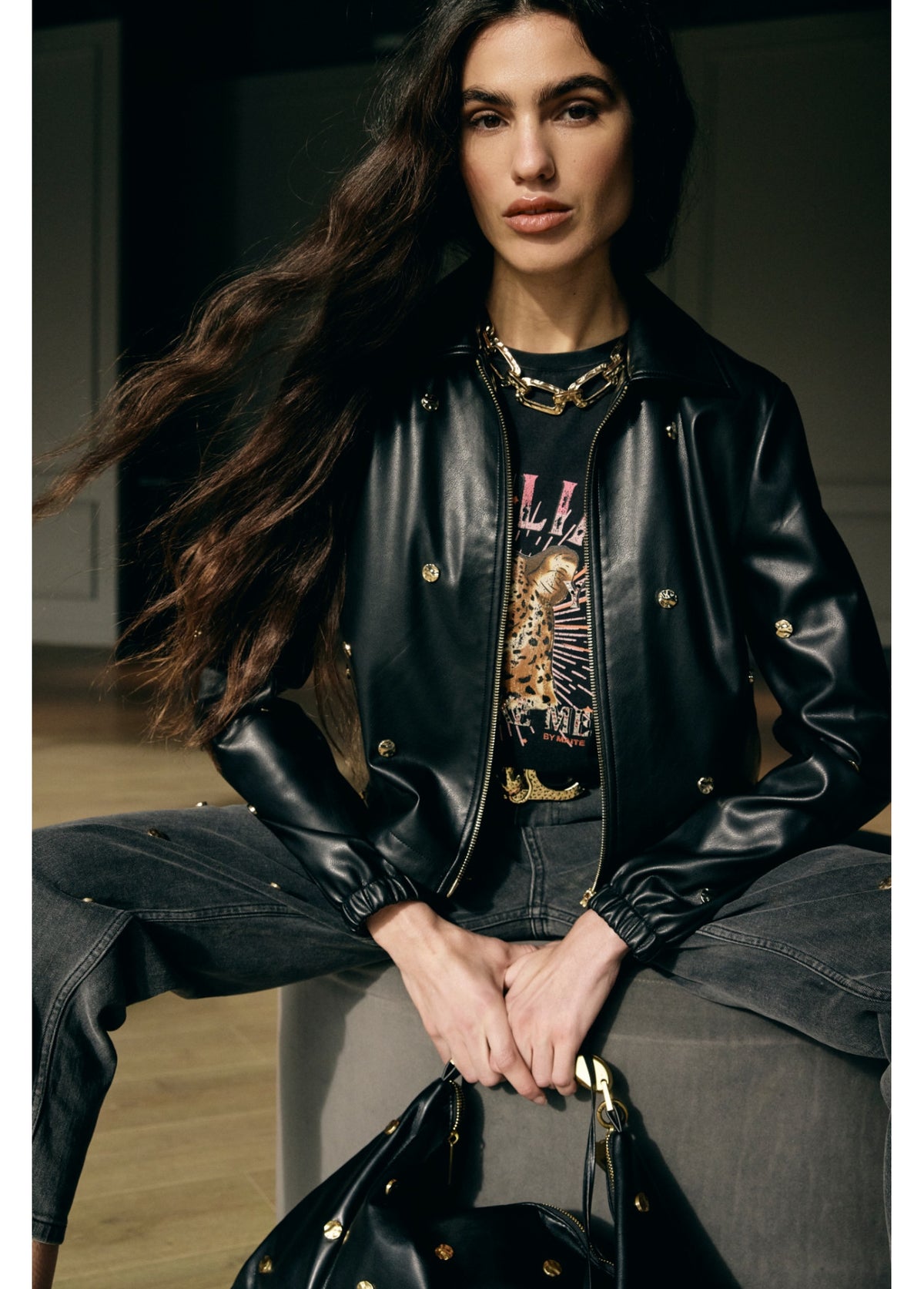 MS2602023 Faux Leather Jacket