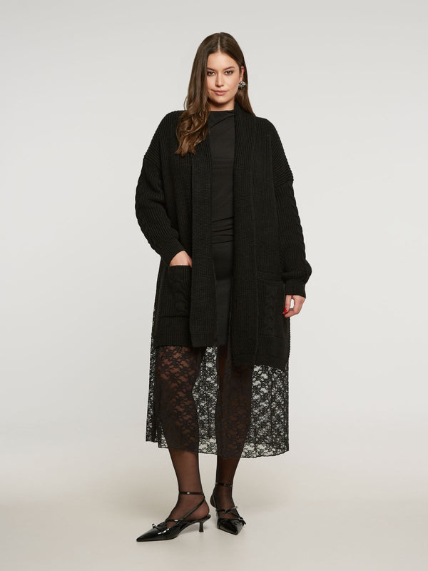 8401.5014 Shawl Collared Long Knit Cardigan كارديجان طويل محبوك بياقة شال