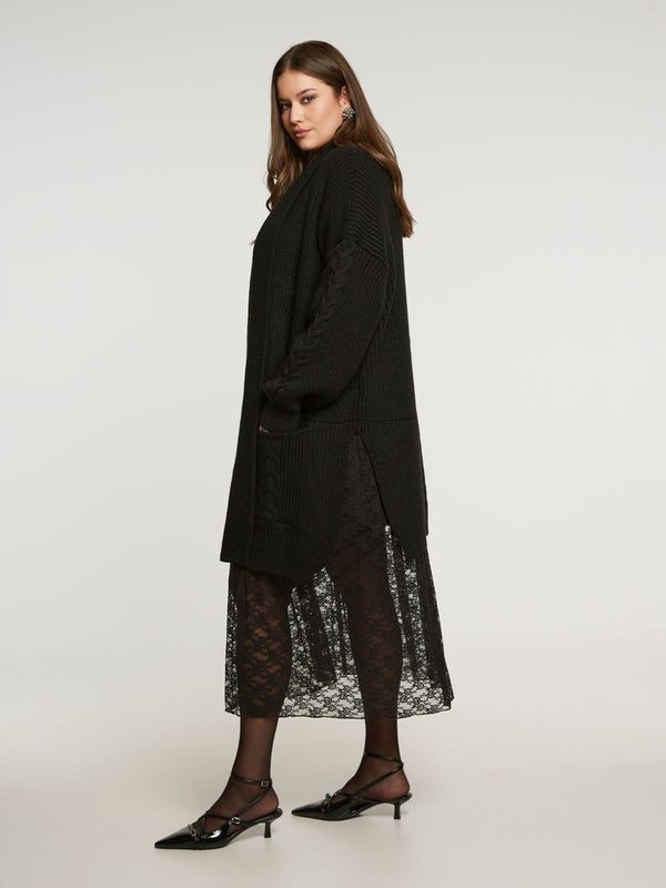 8401.5014 Shawl Collared Long Knit Cardigan كارديجان طويل محبوك بياقة شال