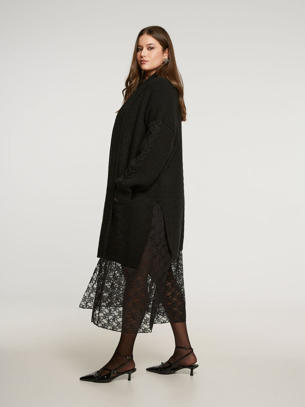 8401.5014 Shawl Collared Long Knit Cardigan كارديجان طويل محبوك بياقة شال