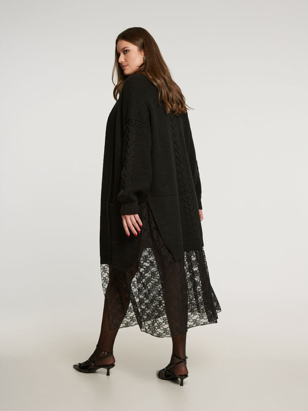 8401.5014 Shawl Collared Long Knit Cardigan كارديجان طويل محبوك بياقة شال